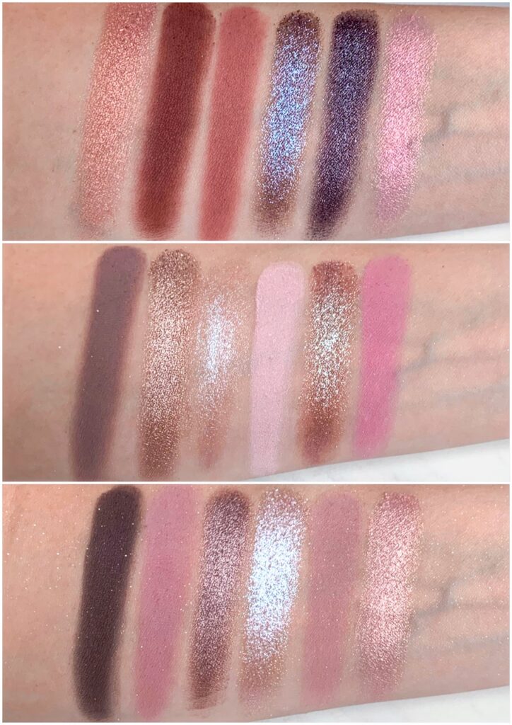 Huda Beauty rosa quartz palette swatches